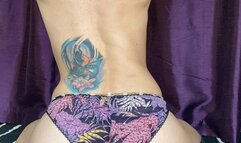 Kneeling soles ass back with music