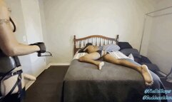 Lazy Slave gets woken up and punished by Goddess Adara's big cock (with bonus milking clip)