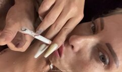 I make my boyfriend crazy with smoking that long white eve