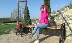 Dangling my legs in the street