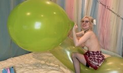 Blow to Pop 7 Green Balloons while Riding a Cattex Airship (14’’, 15’’, 18’’, 24’’, 30’’)