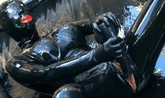 Messy latex encasement girl and the heavy rubber sploshing outdoor session - Part 2 of 2