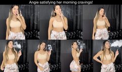 Angie satisfying her morning cravings in her cute pjs!