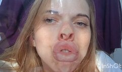 Passionate kisses through glass