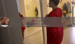 horny amateur WIFE fucks her husbands face in front of the mirror