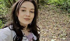 Pink upskirt wetting in the woods peeing