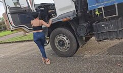 Milah Arches ultra sexy pedal pumping and driving in the Huge Truck