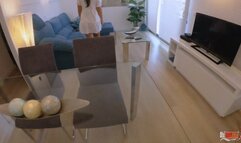 Stepmom gets fucked and gets cum in her ass from stepson when she gets stuck on the couch