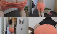 PUMPKIN SPICE PULLING UP TO HALLOWEEN WEARING ORANGE YOGA LEGGINGS SOME GHOST FARTS FROM THIS DEVILISH BOOTY