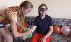 Vika Torments Katya With Balloon Popping And Teasing