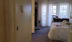 Hotel Contest Ready Flexing and Barefoot Reach Challenge