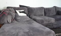 STUCK in couch! Ass up and pants falling down! MP4 1080