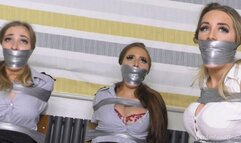 Jessica, Brook & Emma in: We’re in Big Trouble Here, Girls: There's an Alarm Under the Super's Desk, But We Can't Get to it Like THIS! "MMMRRRPPHHH!!!" (HD)