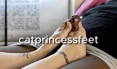 I'll take your dick out with just my feet, hot natural toe footjob on massive bbc, thick load