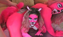 Fucking bitch Pink Panther gets fucked doggy style after blowjob