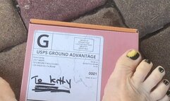 Unboxing Joy: Opening a Package with New Socks Using My Feet