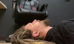 High heels worship and human ashtray