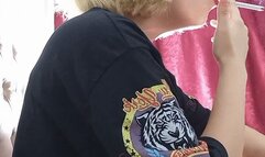 Smoking heavy nose exhales