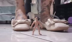 Shoe Smother milf giantess Gold Ballet Flats Stomping Shoeplay Toe Tapping crushing him like a tiny bug
