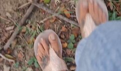 Giantess unaware Walking in flip-flops crushing a plastic bottle walking cam