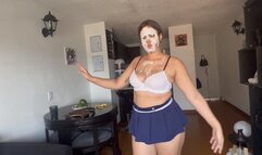 1080P Slave dances happily with cum on her face