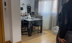 Farts in black jeans and leather jacket