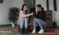 Olga and Natasa take a cigar break