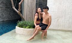 CR151_Sitting on the lap of a bikini goddess on the pool