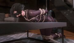 Body Pantyhose Girl Bondage and Fucked by Dildo Machine