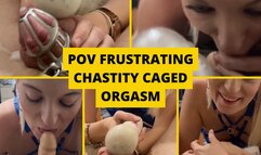 POV Teased and made to cum in chastity cage