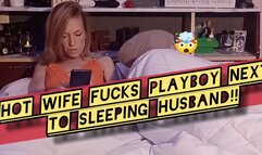 Wife gets pussy fucked next to her snoring husband