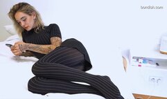 PIXIE HOGTIED IN WOLFORD PANTYHOSE AND LEOTARD