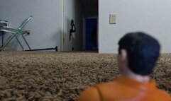 Tiny human Craig hiding under Giantess Coffee Table 4K smaller