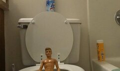 Tiny Human Tries to use Giantess Toilet 1080 smaller