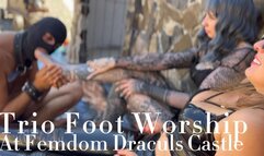 Trio Foot Worship At Dracula Femdom Castle
