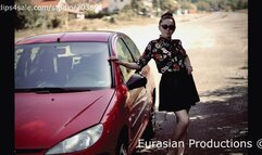 100 - Katya driving in sneakers and slides