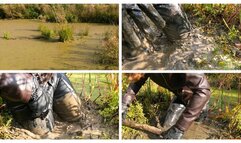 SEXY PREMIERE: Julia stuck hard in deep muddy swamp