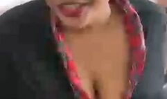 SPH - Hot Ebony teases with her tits to see if your cock is small