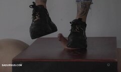 Mistress Cleo's long trampling without the slave's orgasm! wmv