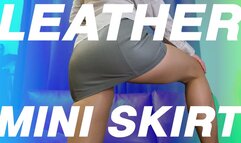 Cum On Grey Leather Skirt