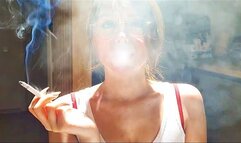 Join me for two Winston Red 100's, up close, while I blow smoke into your face