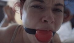 Muscular martial artist woman Alexis Luna refuses to drool but eventually surrenders