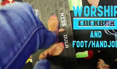 Worship, cockbox and foot / handjob