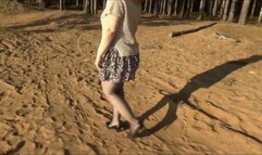 No skirt - no panties, a walk in the woods milf teases booty
