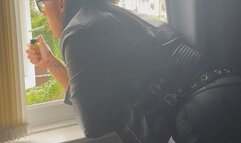 Bent over smoking out my bedroom window