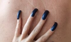 Long talons scratching man's back