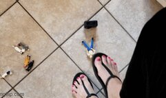 Madam stomps you under black flip flops - HER perspective HD