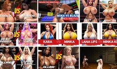 Big tit topless female pro wrestling marathon
