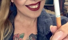 NEWPORT - Total Jeans - Deep Inhales, Mouth Inhales and open mouth exhales, Multiple pumps, Nose exhales, Coughing, Crush, High heel jeans, jeans and blazer, Red lipstick, Natural nails