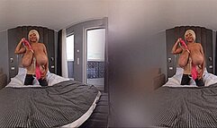 VR180 3D - Roxi cuts her Huge Breasts out of her too Tight Top and Bra (Clip No 2503 - Full HD mp4 version)